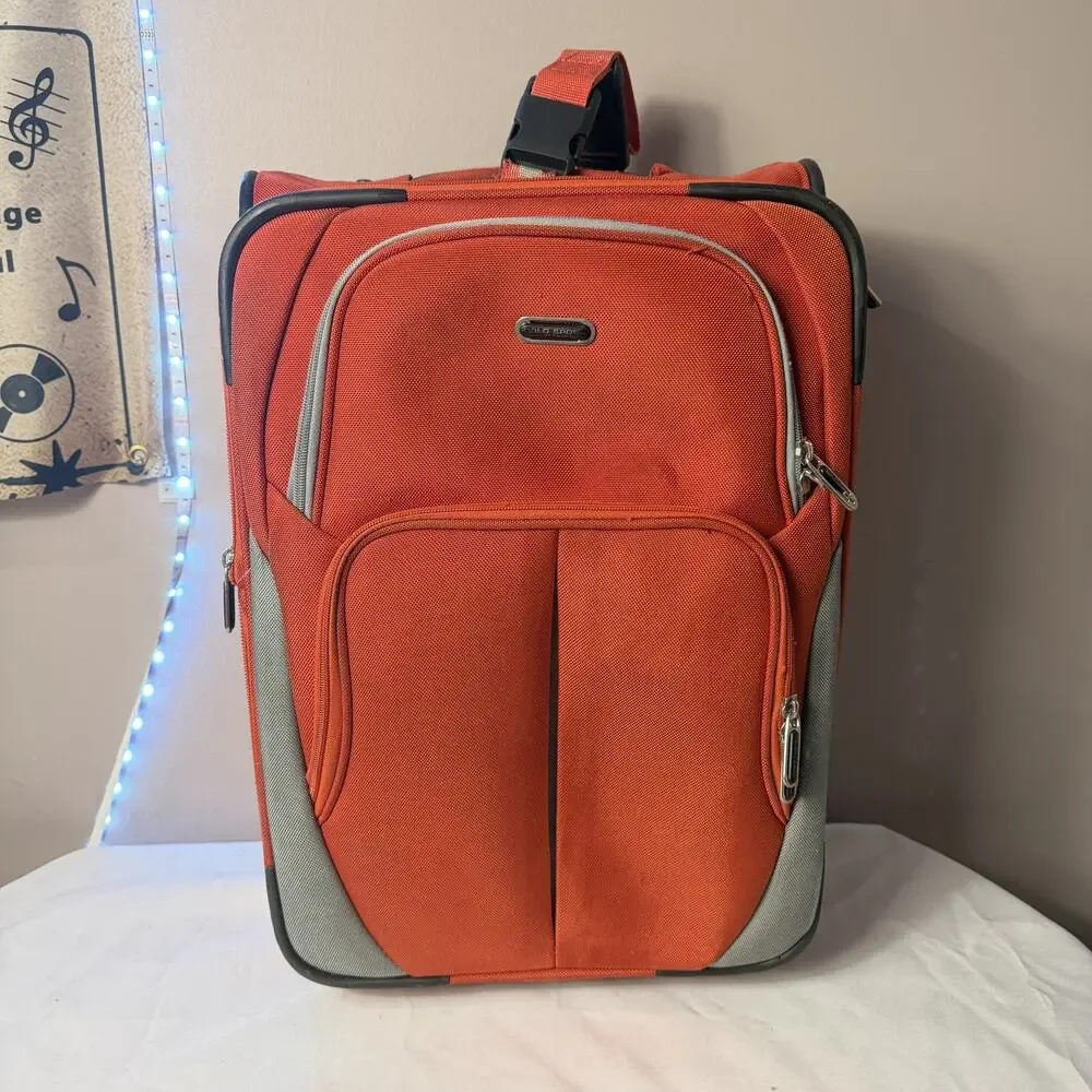 VTG Polo Sport Ralph Lauren 24” Wheeled luggage Rolling Suitcase orange